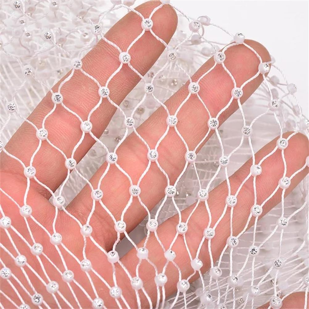 1M White AB Rhinestones Fishnet Glass Strass Mesh Sewing Crystal Net Fabric Elastic Trim for Crafts Black AB Stones 1 Meter