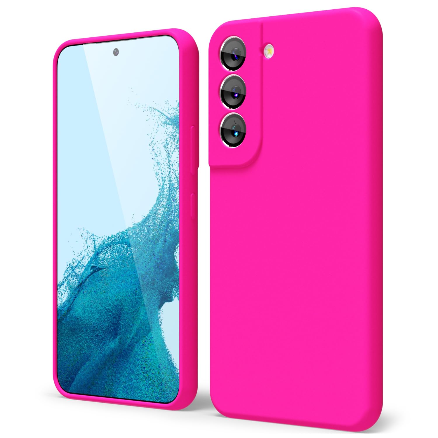 oakxco for Samsung Galaxy S24 Ultra Phone Case Liquid Silicone, Neon Bright Solid Color, Thin Slim Soft Rubber Gel Matte TPU Plain Simple Cover for Women Girl Cute, Hot Pink Fuchsia — view 456