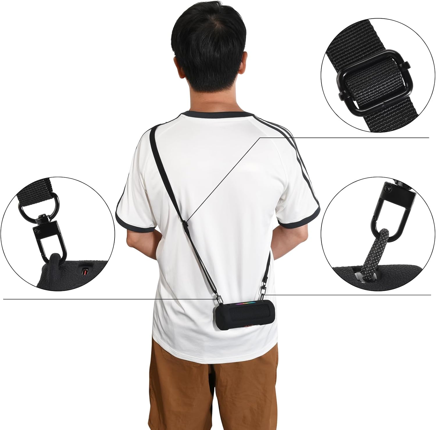 Shockproof Silicone Case for JBL Grip Speaker, Anti-Slip Protective Cover with Detachable Shoulder Strap, Portable Cover for Outdoor, Home, Travel (Black) - Image 7