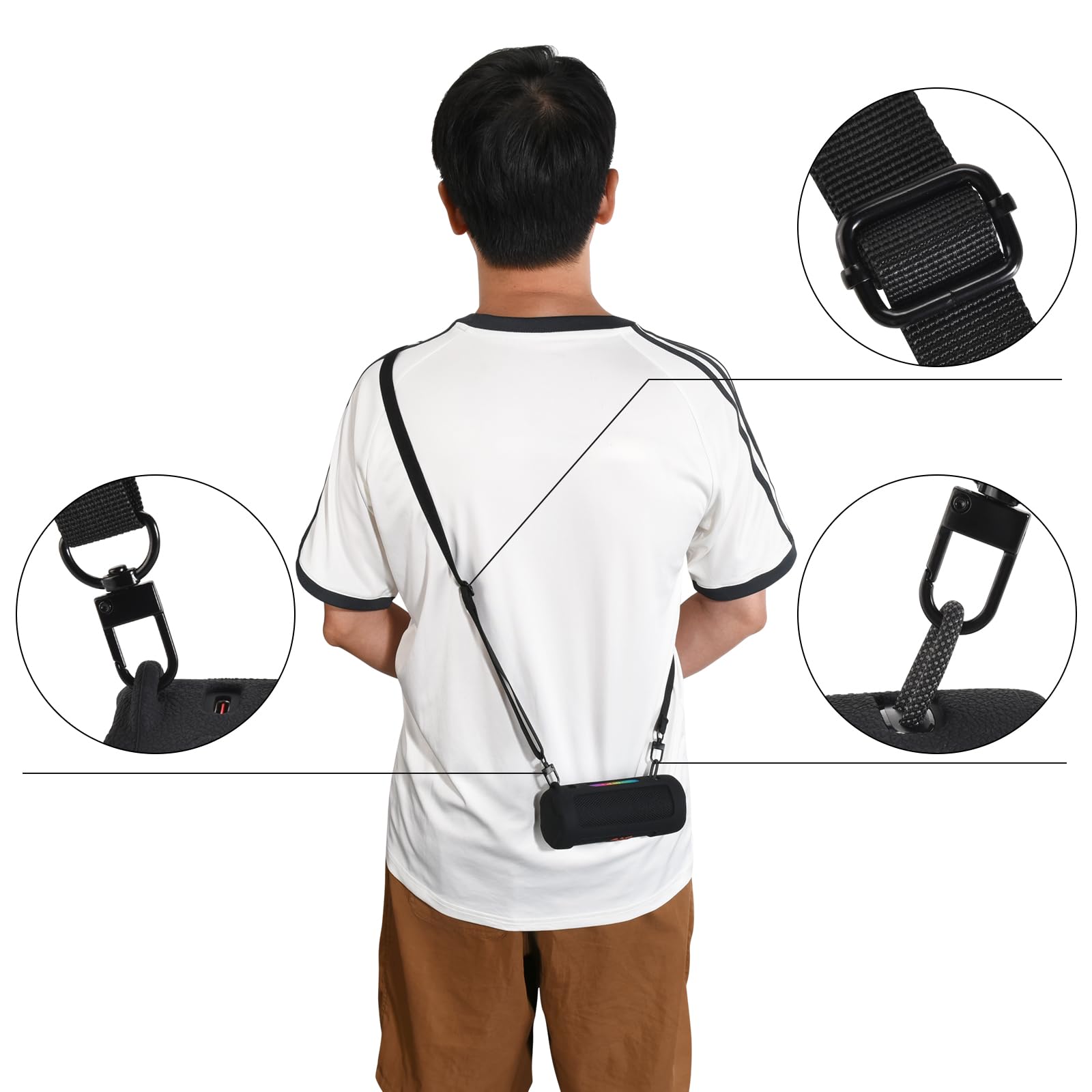 Silikon Hülle Schutzhülle für JBL Grip mit Schultergurt & Karabiner, Tragbare Reisehülle Tragetasche Case (Schwarz)