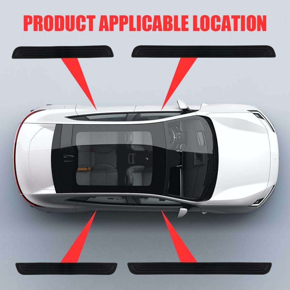 4PCS Car Door Sill Protector, Car Door Edge Guards, Anti-Scratch Rubber Auto Sill Protection Trim, Auto Accessories Waterproof Threshold Cover Strips for Most Vehicles (Black, 4cm Wide)