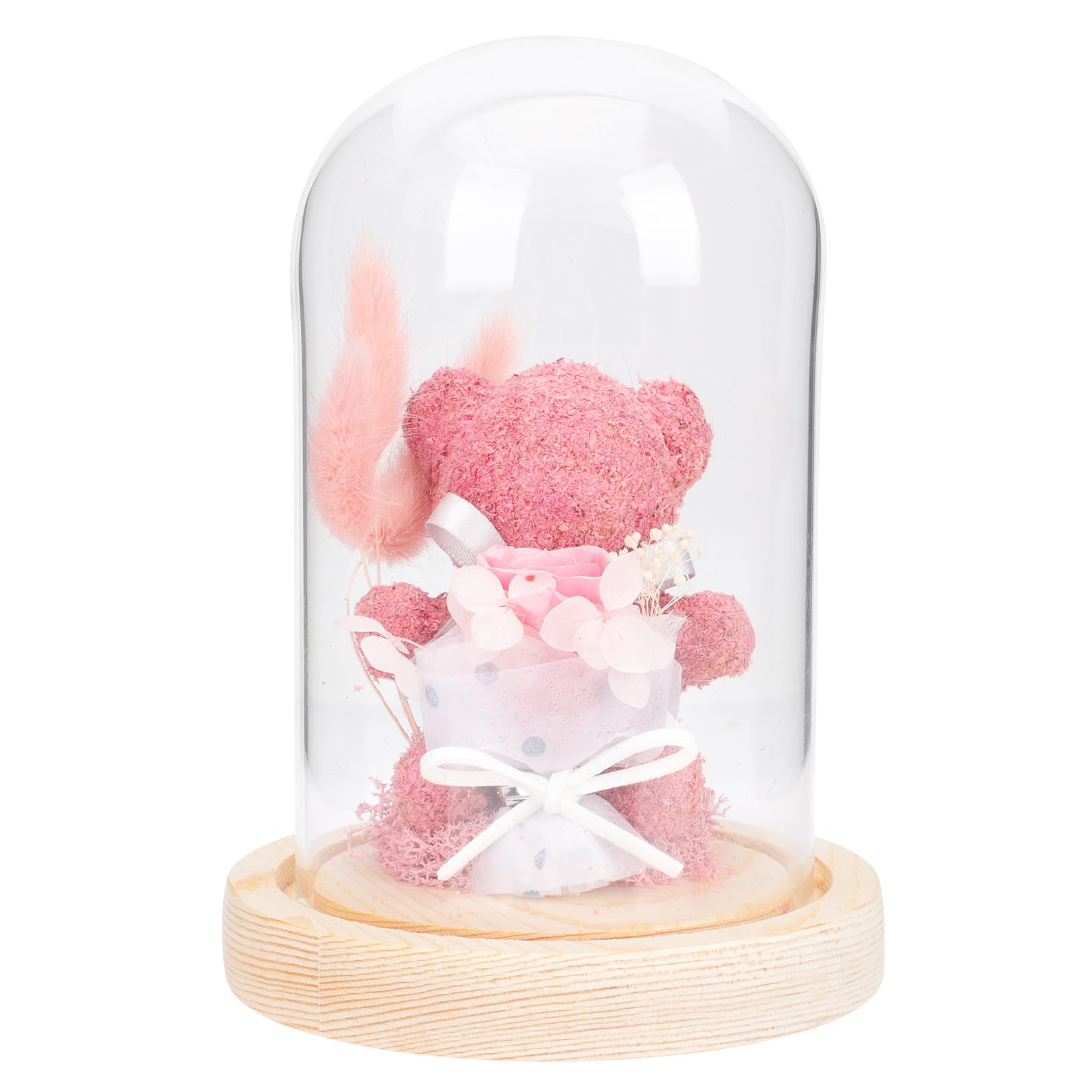 Tofficu Adorno de Flores Preservadas con Oso de Vidrio Decoración Compacta para Escritorio Regalo para Profesoras Día del Maestro San Valentín y Aniversarios