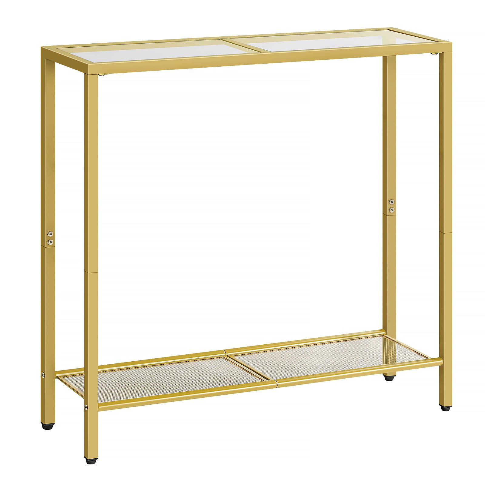 HOOBRO Console Table, 2-Tier Entryway Table, Tempered Glass Sofa Side Table, Simple Modern Style, for Entryway, Living Room, Foyer, Hallway, Bedroom, Gold GD27XG01