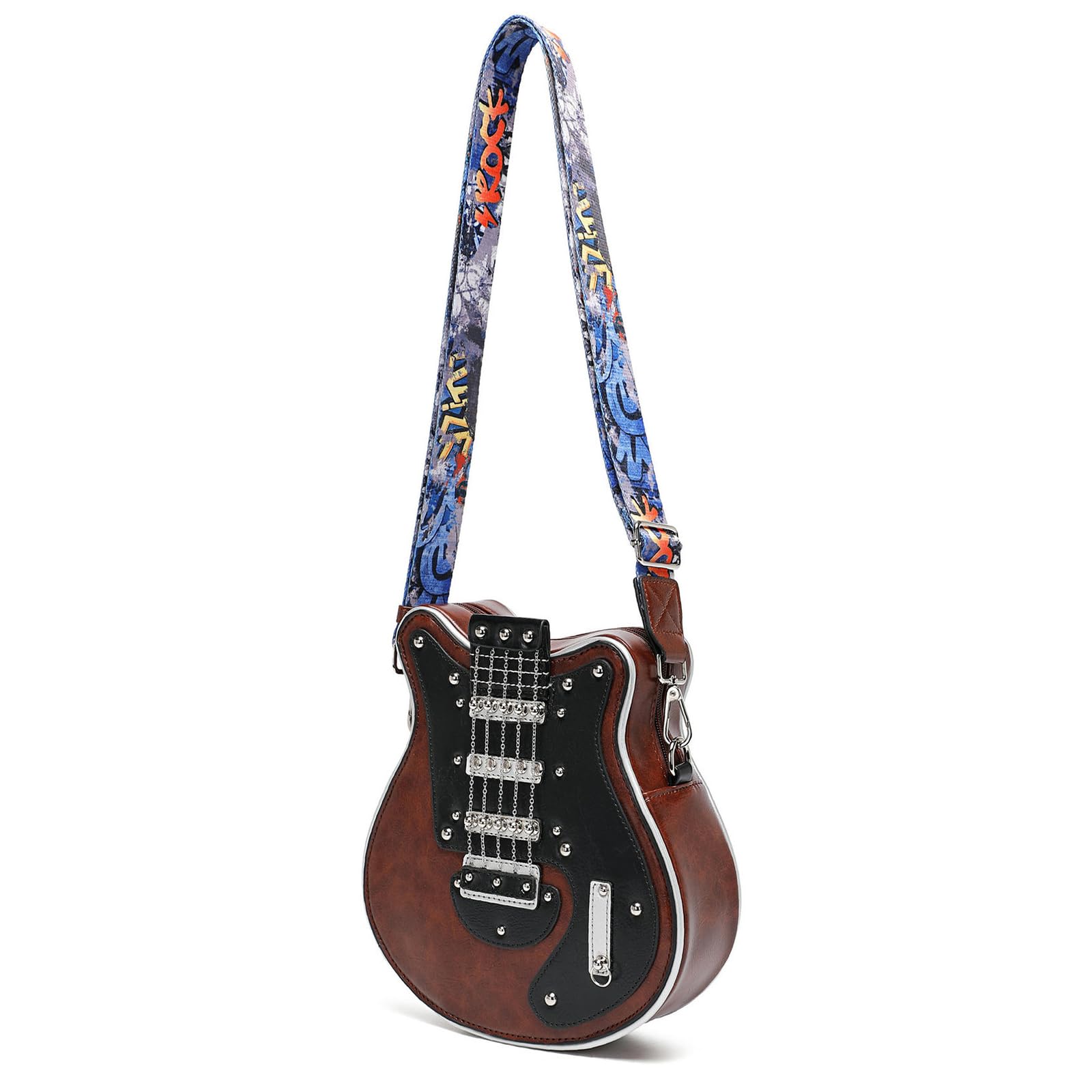Elegante borsa a tracolla in pelle PU a forma chitarra Borse a tracolla casual Borsa a tracolla per amanti della musica e viaggiatori Accessorio per amanti della musica