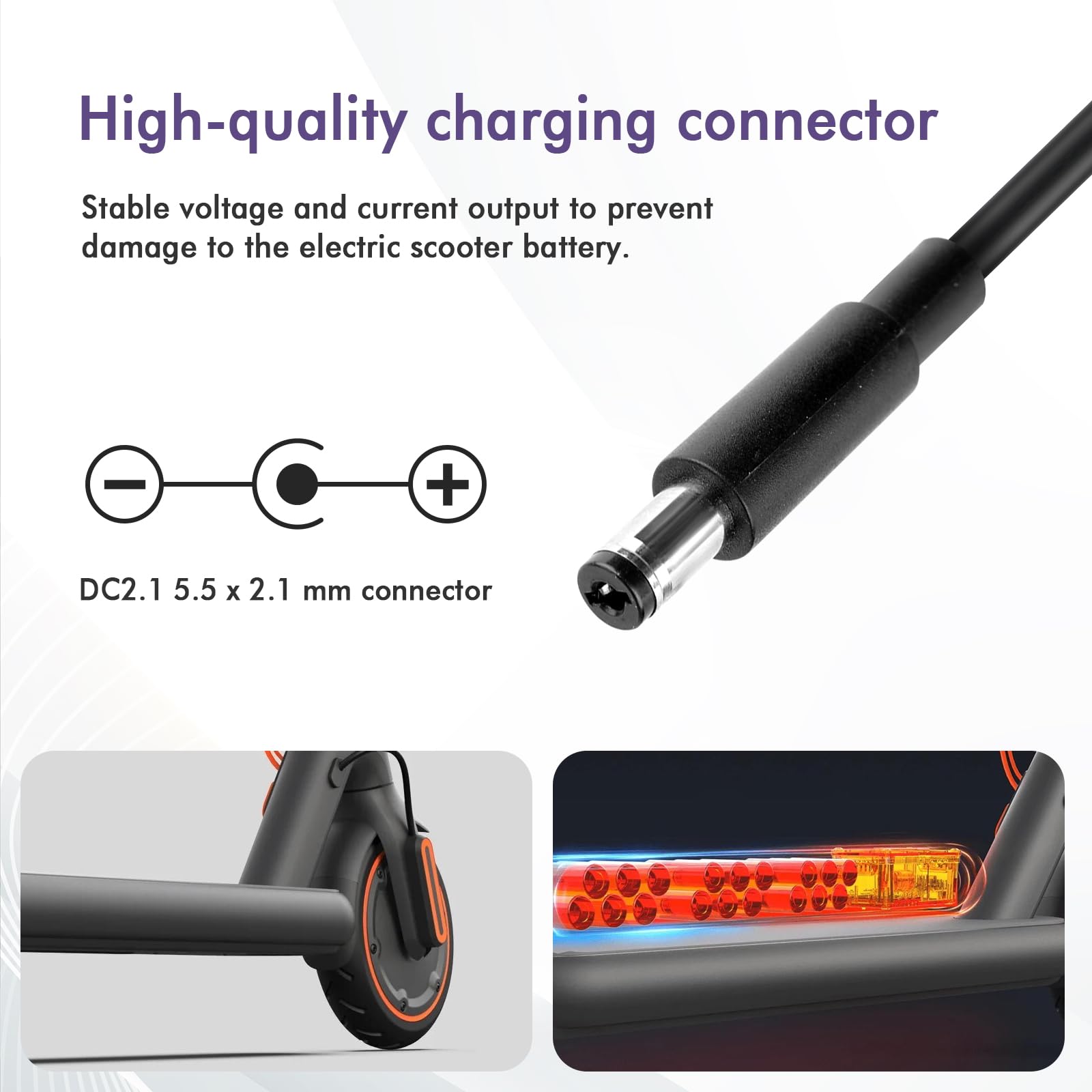 LIROPAU Chargeur pour trottinettes électriques, Chargeur 24,2 V 1,5 A | câble de charge pour hoverboard Xiaomi Electric Scooter 4 Lite 2e génération, adaptateur secteur