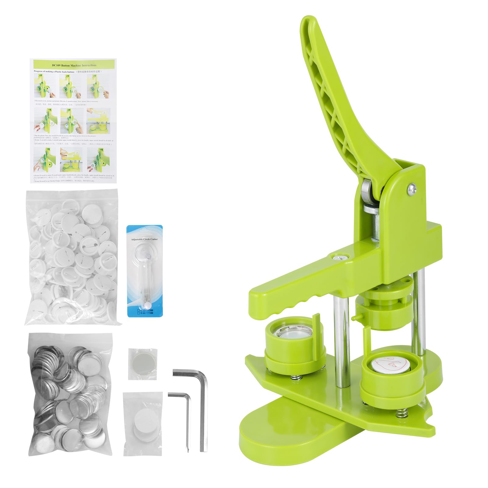 Button Maker Maschine, Buttonmaschine Knopfmachermaschine Badge Punch Press, DIY mit 100 Knopfteilen & Kreisschneider, Kinder DIY Geschenke Pin Maker (25mm)