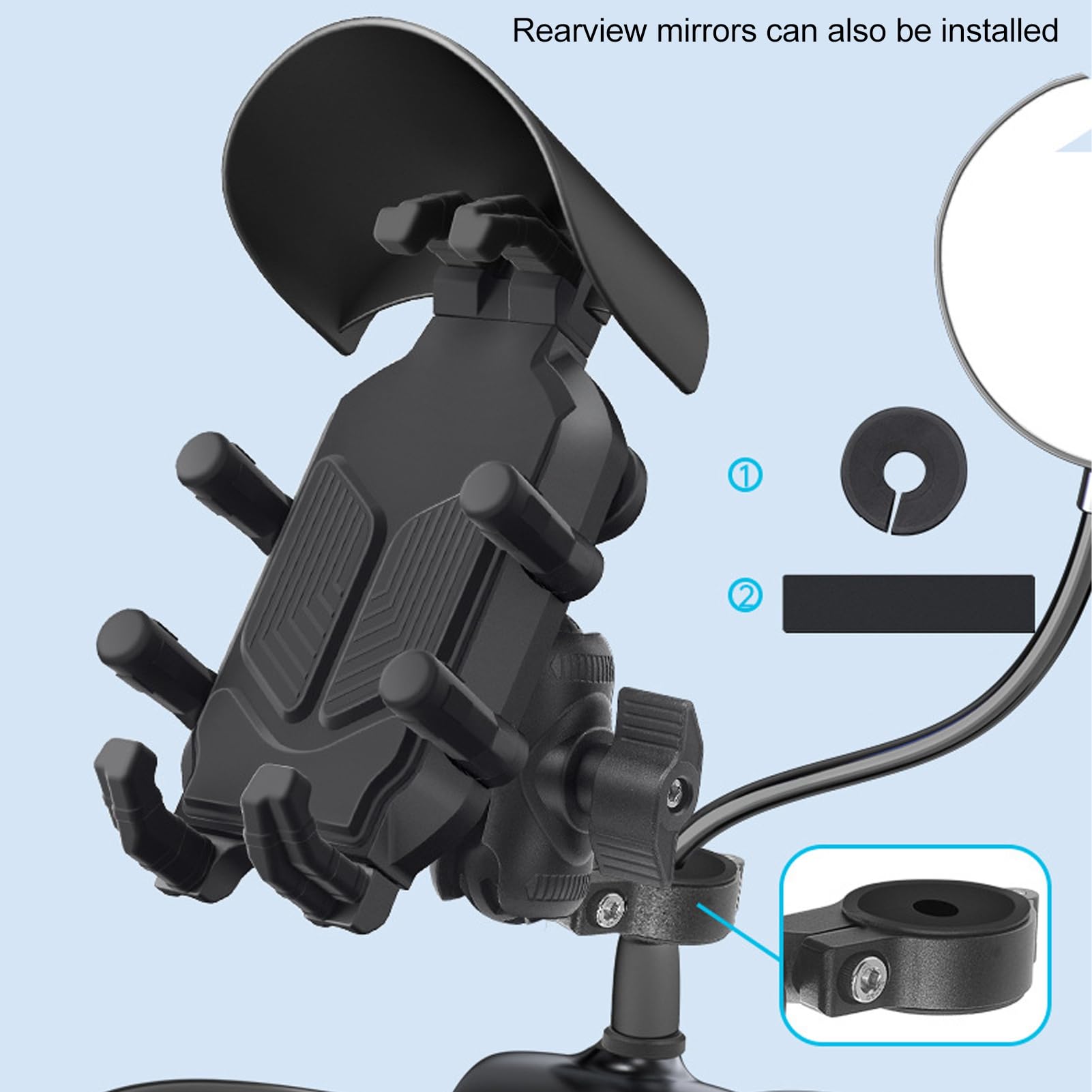 Soporte de teléfono para Motocicleta, Almohadilla de Silicona con absorción de Impacto de 8 Garras, Soporte antirrobo para teléfono de Bicicleta para Manillar de 11 a 27mm