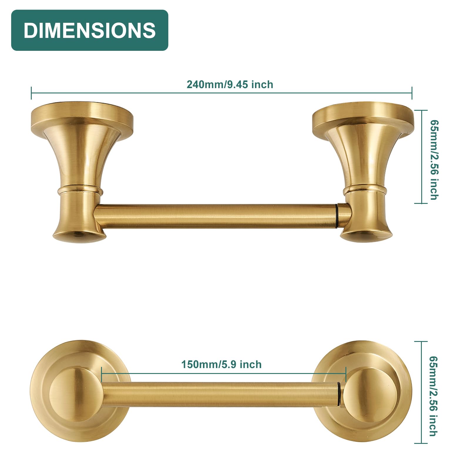 Hoimpro Toilet Paper Holder Wall Mount Bathroom Tissue Holder Brushed Gold — Amazon image 4