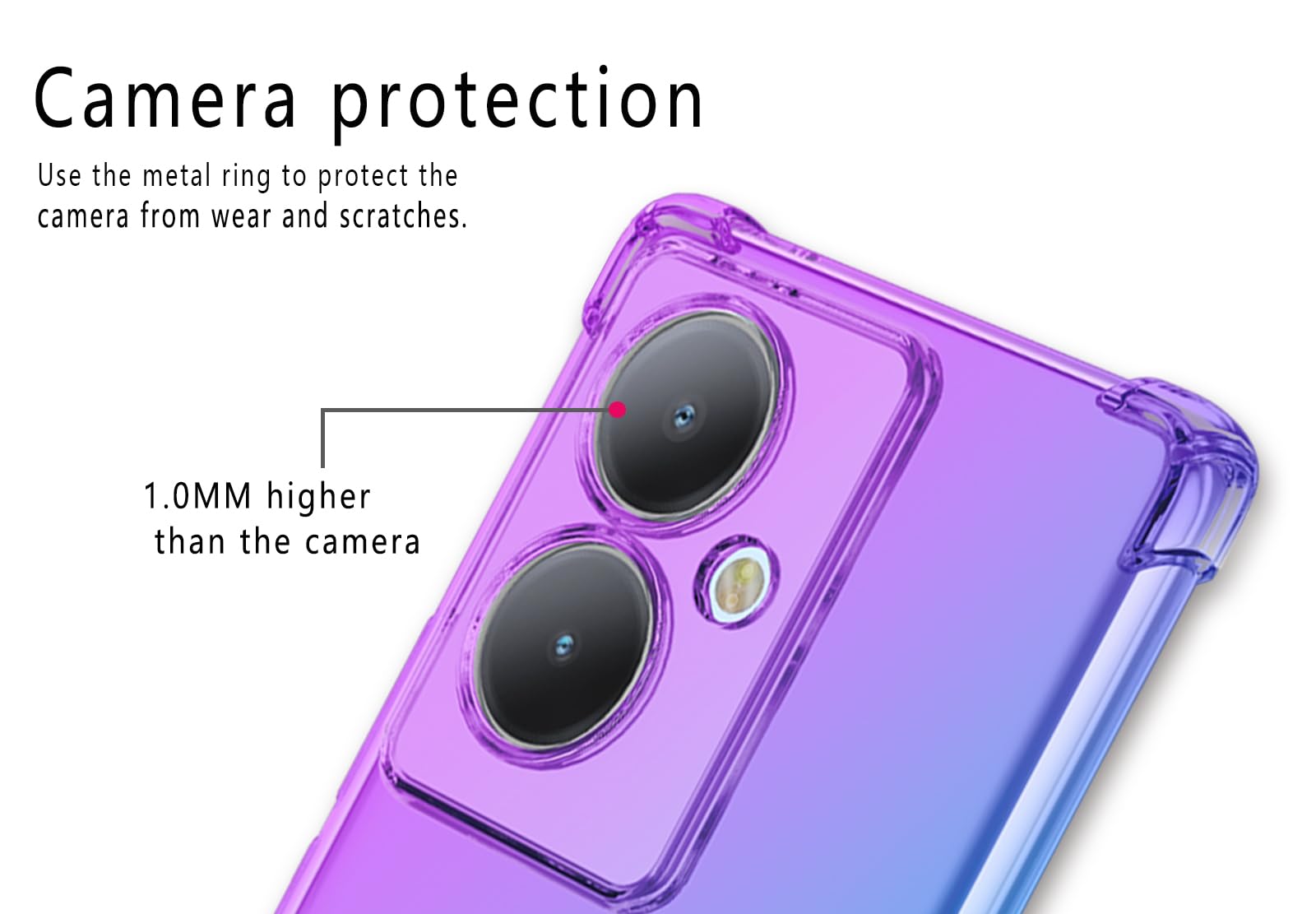 HAOYE Cover Per VIVO V29 Lite 5G - Custodia In TPU Con Effetto Gradiente (Blu/Rosa) - Angoli Rinforzati E Antiscivolo - 3