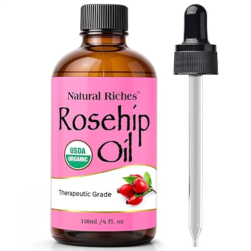Natural Riches Aceite orgánico de semilla de rosa mosqueta para cara, 100% puro, natural, prensado en frío, sin refinar, aceite portador sin OMG