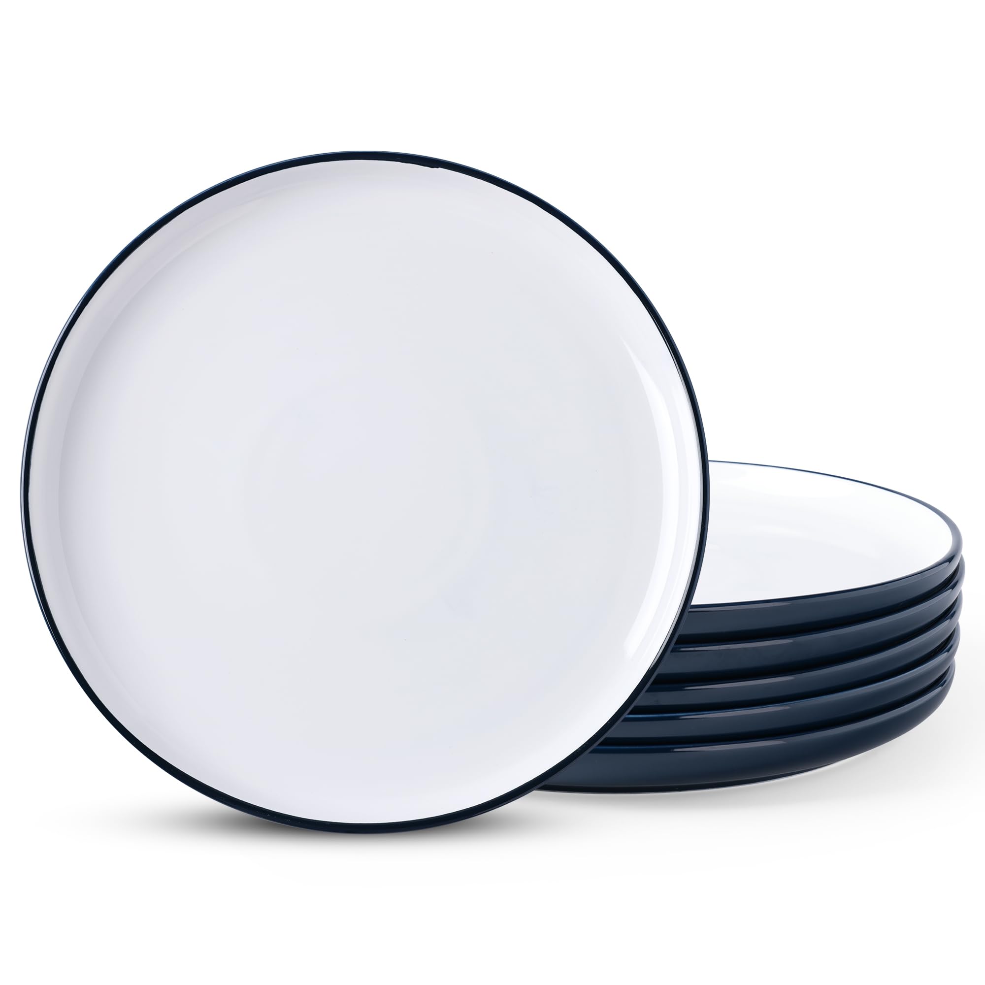 GBHOMECeramic Dinner Plates Set of 6, Large Round 10.25 inch Stoneware Plates for Salad, Pizza, Steak, Buffet, Scratch Resistant Deep Plates. Microwave, Oven Safe.