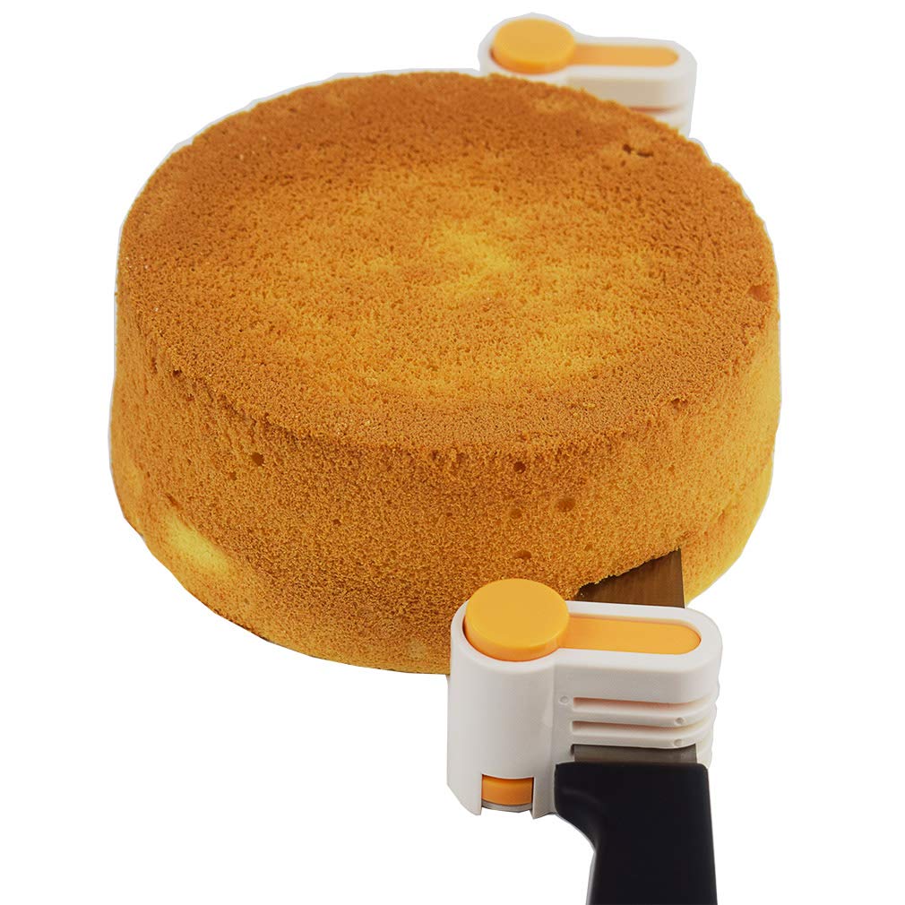 2PCS DIY Cake Slicer , Stratification Auxiliary , Bread Slice , Toast Cut, 5 Layers Leveler Slicer , Kitchen Fixator Tool (2, Orange)
