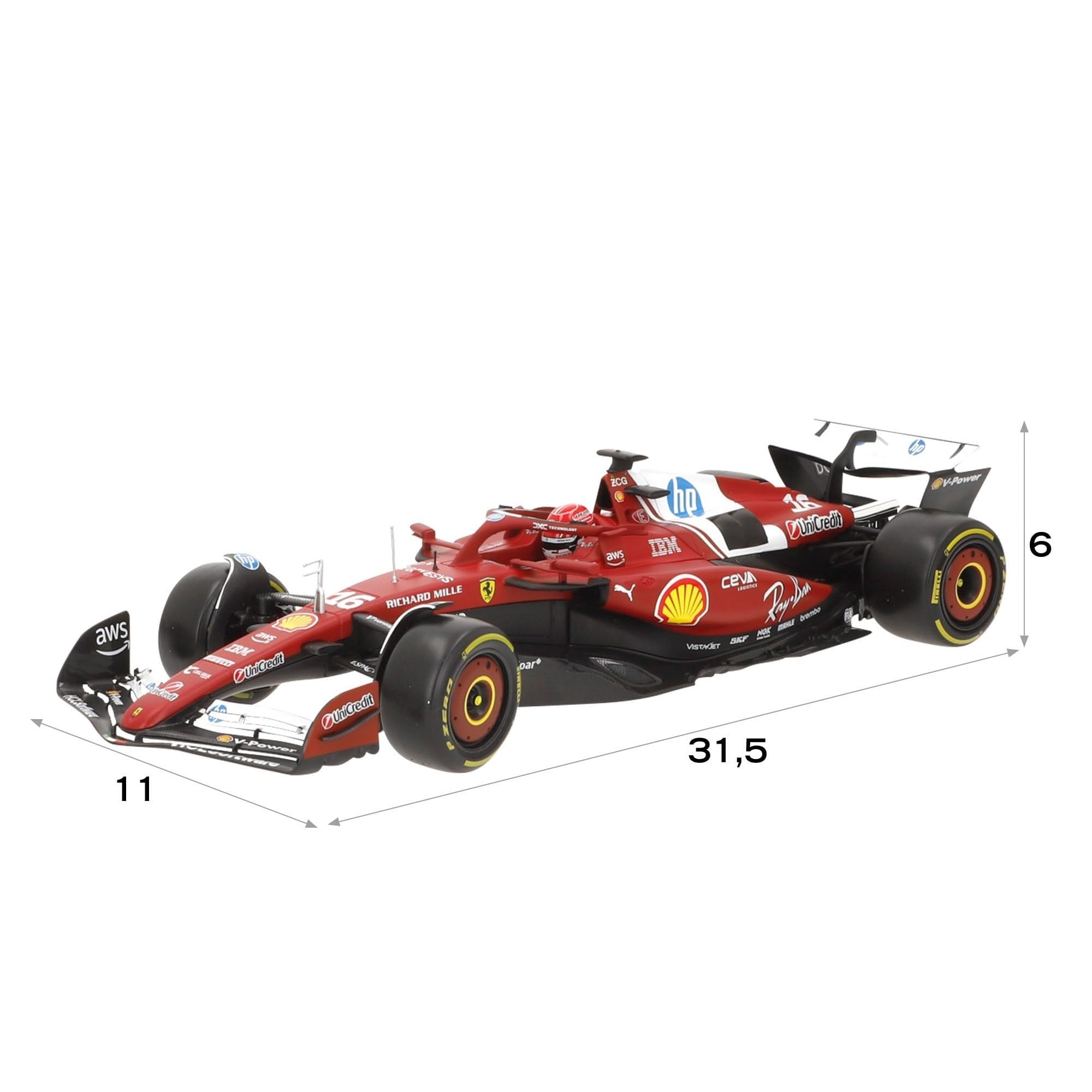 Bburago F1 Ferrari SF-25 2025 Charles Leclerc w/Helmet 1:18 Diecast Model, Red, 1:18 scale - Image 2