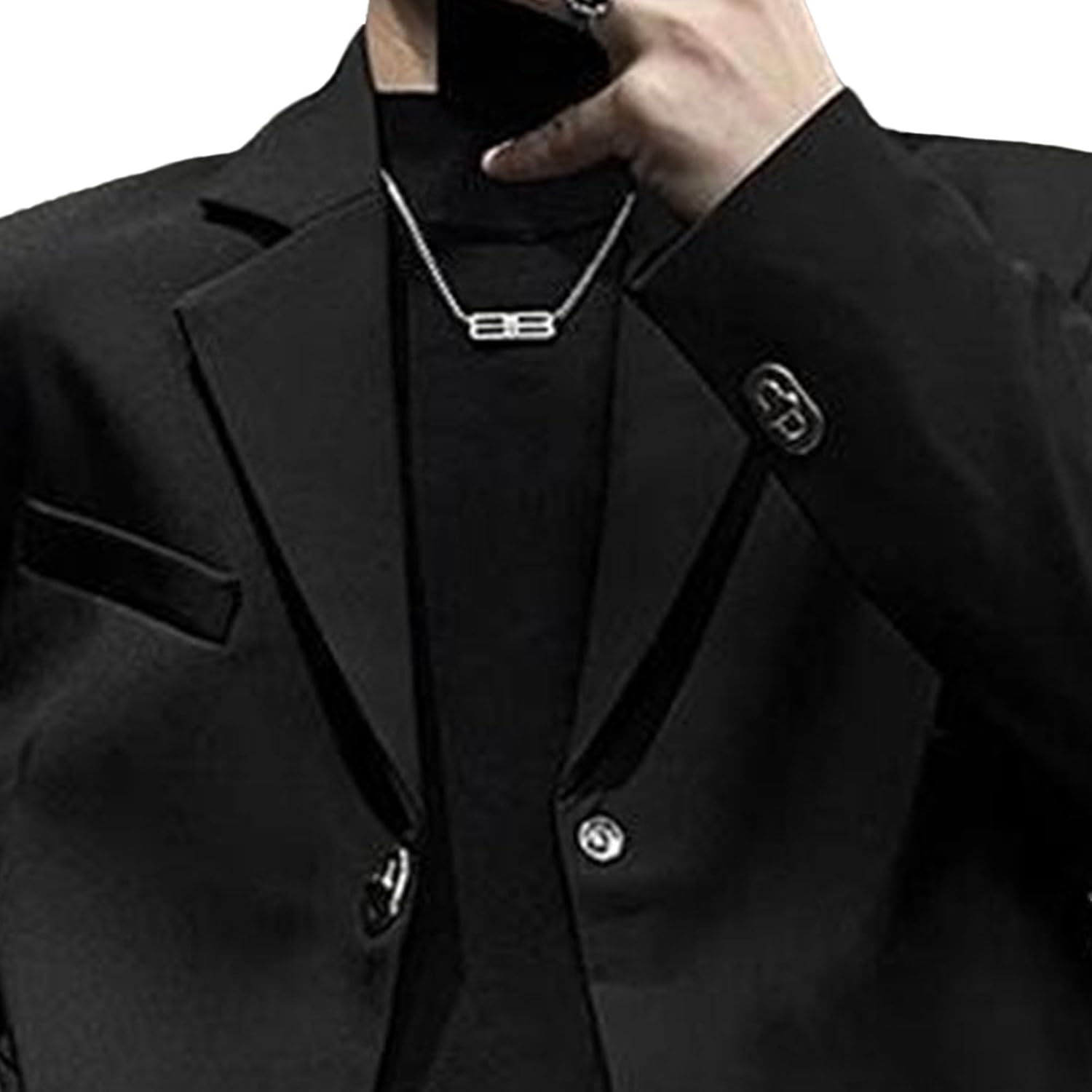 Men Casual 2 Button Cropped Blazer Coat Classic Notched Lapel Small Suit Jacket Outdoor Travel Regular Fit Banquet Coat