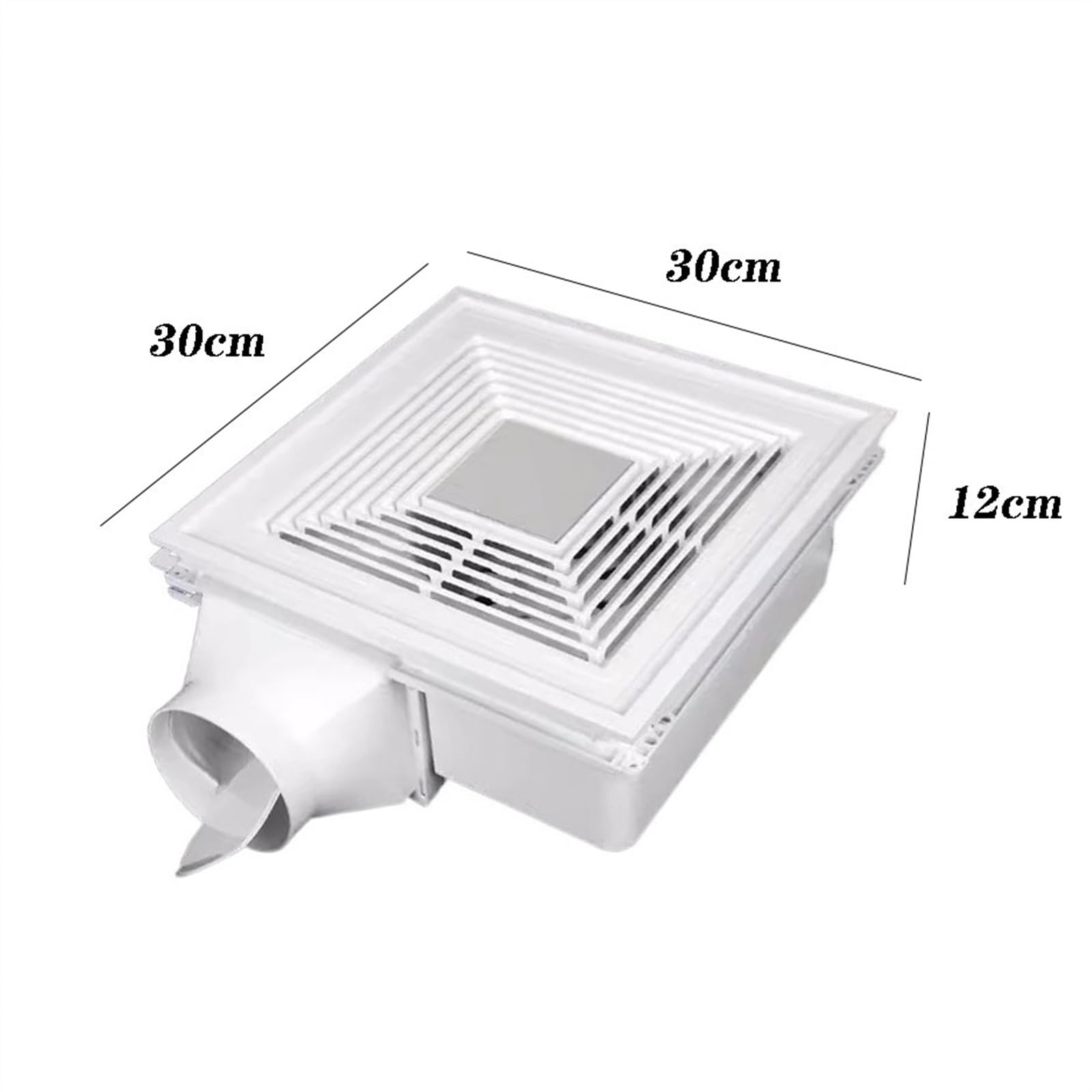 Extractor de Aire Silencioso Extractor de grasa for cocina, ventilador escape potente 60W for baño, silencioso techo integrado, 30x30cm