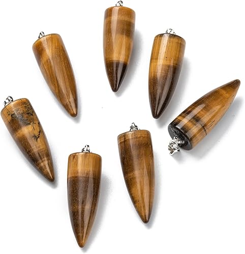 Miniatura 5 de 10 colgantes de piedras preciosas naturales en forma de bala, hallazgos de latón platino, colgantes de chakra puntiagudo, dije de piedra de cristal
