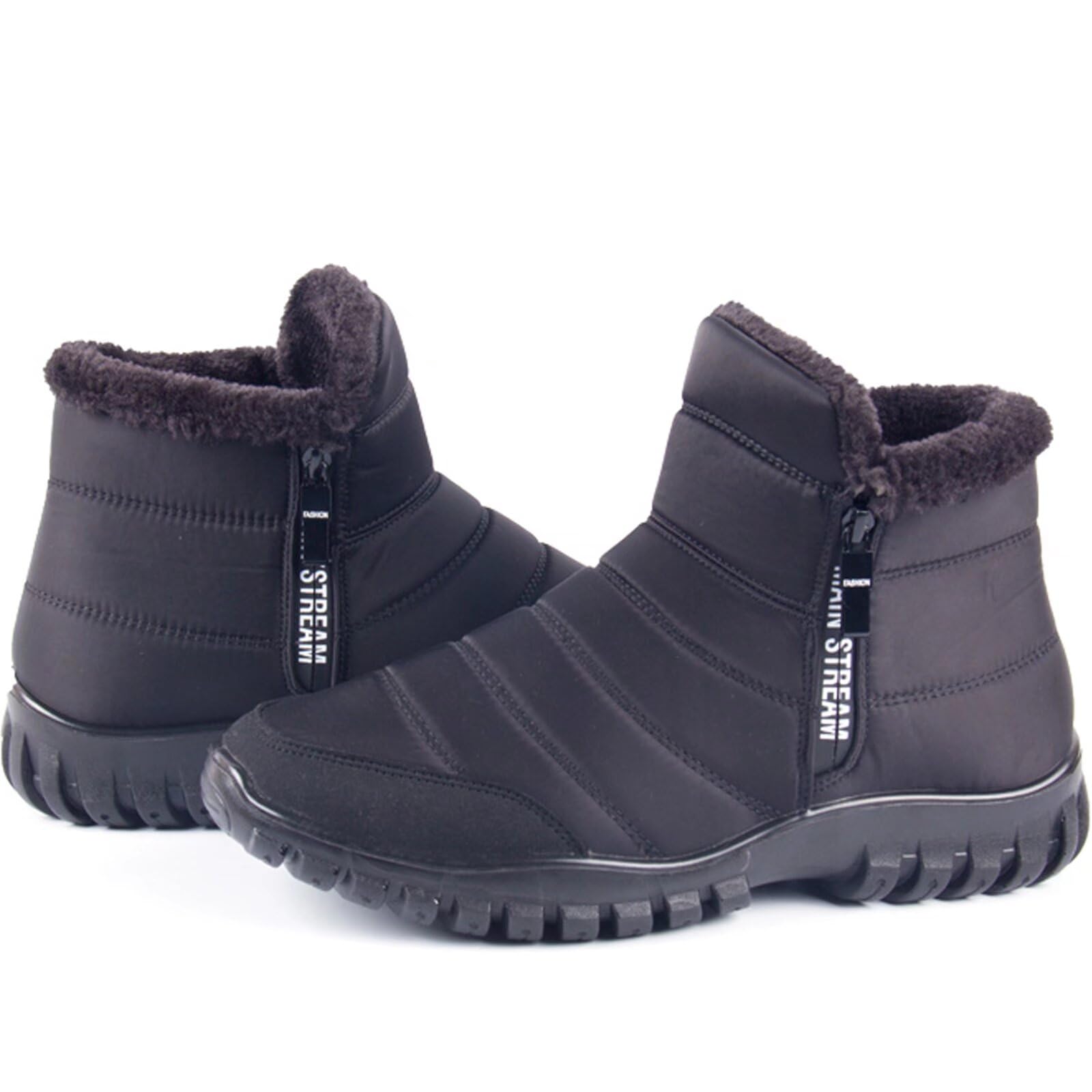 Botas de Nieve Hombre Invierno Impermeable con Cremallera | botines ligeros, zapatos de invierno, repelentes al agua, transpirables, forradas con pelo sintético, cálidas y cómodas