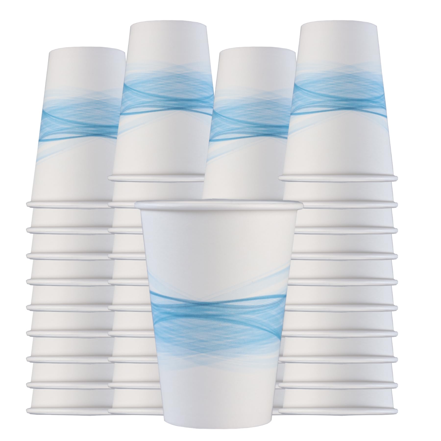 Mecup Bicchieri in Carta, Bicchieri Monouso, 2000 Pezzi, Tazza Caffè 200 ml, Usa e Getta, Per Bevande Calde e Fredde, Design Elegante, Igienici, Biodegradabili. Fantasia: Fascia Azzurra