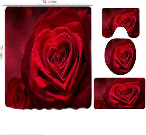 Miniatura 4 de LYFANS Cortina de ducha impermeable con alfombrilla de baño antideslizante, cubierta de tapa de inodoro para baño, juegos de cortinas de bañera con