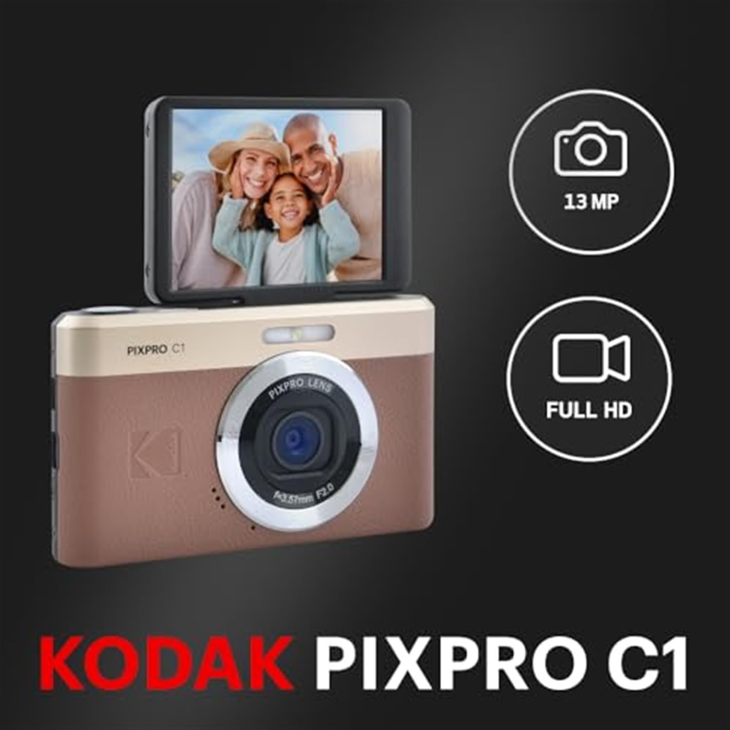 Amazon | Kodak PIXPRO C1 コンパクトデジタルカメラ(ブラウン) 32GB