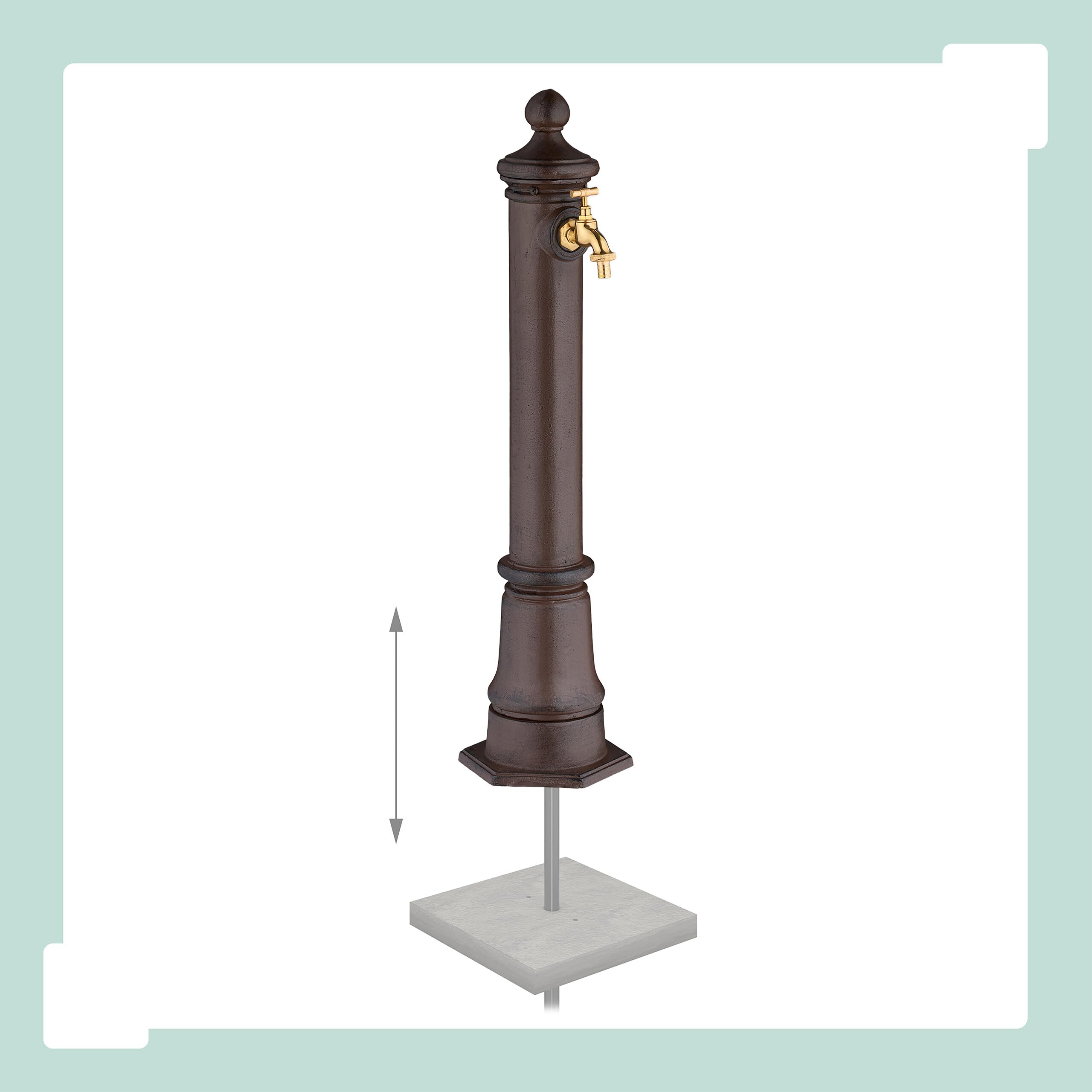 Fontaine Jardin Relaxdays Design Antique - Vert Foncé, Robinet Doré 91cm