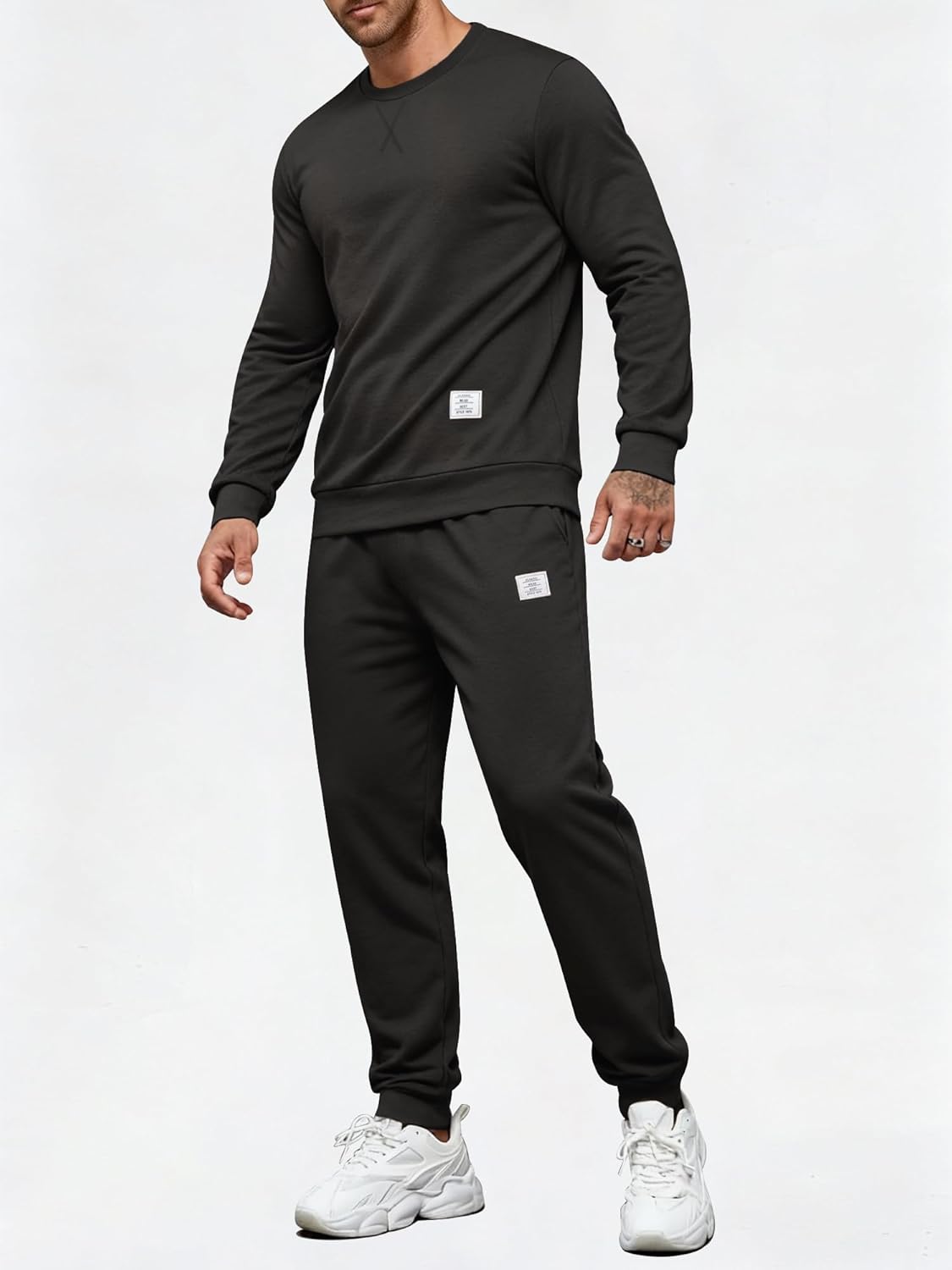 PLEPAN Men's 2 Piece Sweatsuit Lightweight Long Sleeve Crewneck Pullover Jogger Matching Sets Casual Outfits Tracksuit - Image 2