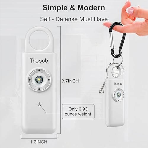 Miniatura 4 de Autodefensa original para mujeres, alarma personal para mujeres, recomendada por la policía, llavero de color blanco con luz estroboscópica LED de