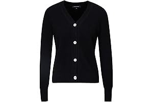 Black Cashmere Cardigan Sweater Women V-Neck Warm Winter Wear