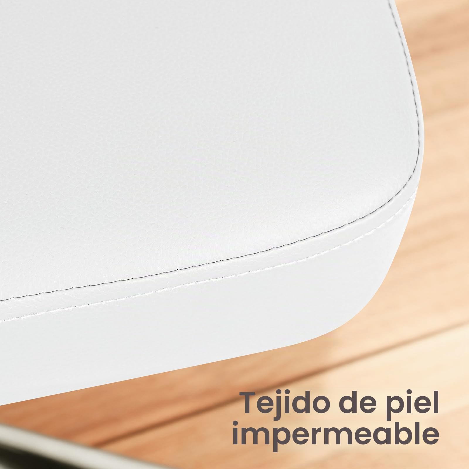 Silla de Oficina con Altura Ajustable, Ideal como Silla Tocador con Respaldo Curvo, Silla Giratoria de PU, Capacidad de Carga hasta 150 kg, Silla de Escritorio para Oficina y Dormitorio, Blanco