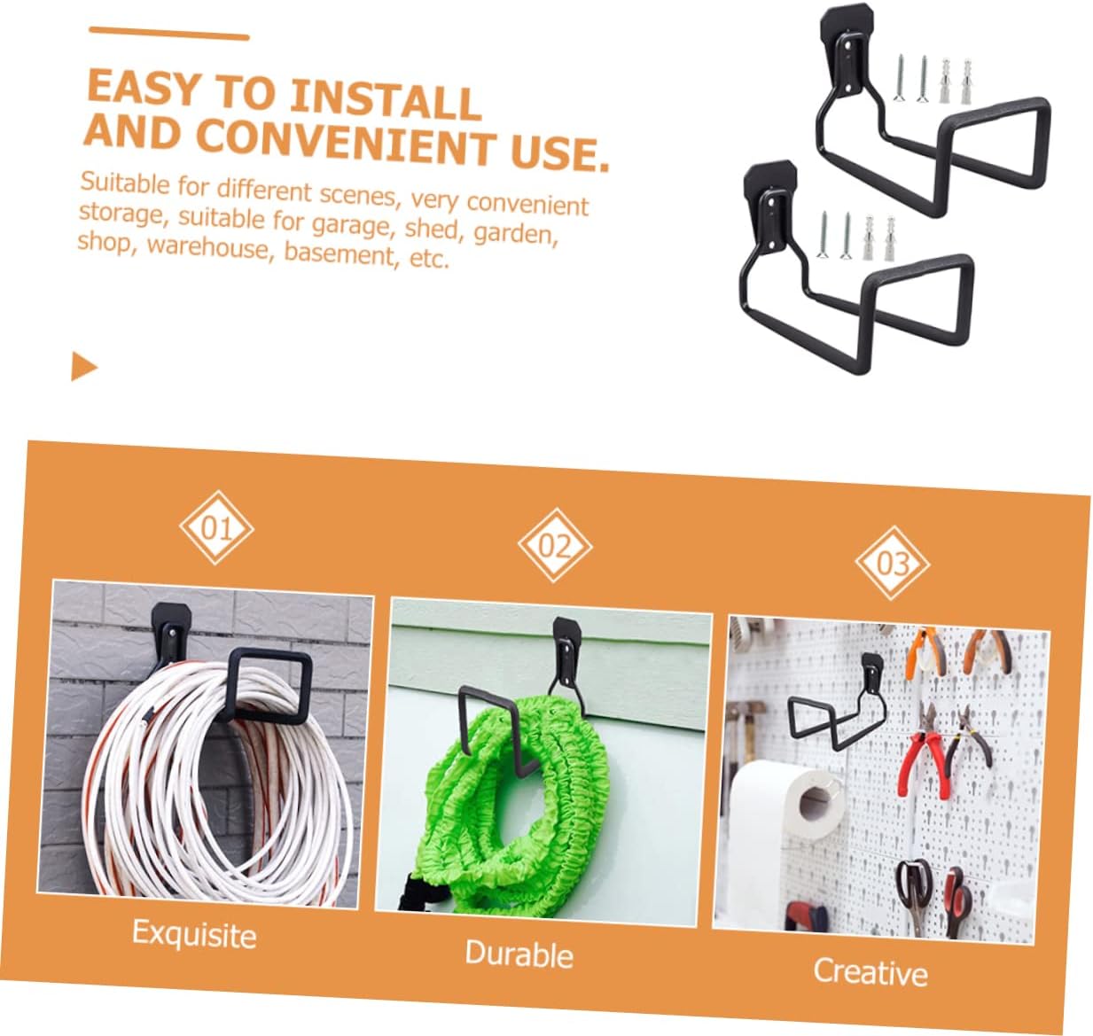 2pcs Outdoor Storage Hooks Heavy Duty Garage Hooks Wall Mount Tool for Garage Ladder