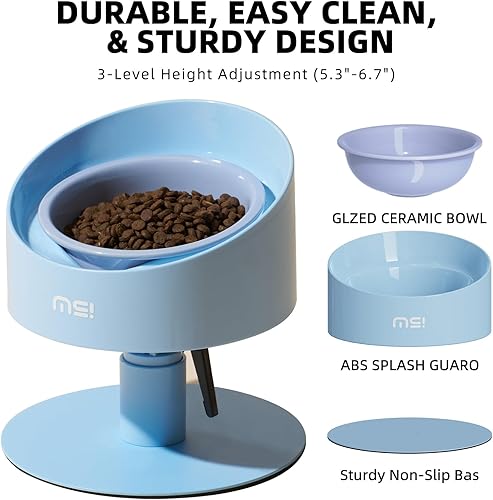 Miniatura 3 de MS!MAKE SURE Adjustable Raised Cat Bowls, Ceramic Elevated Cat Bowls, Pet Bowl with Anti - Slip Rubber Pad, Leak - Proof, Lead & Cadmium Free,