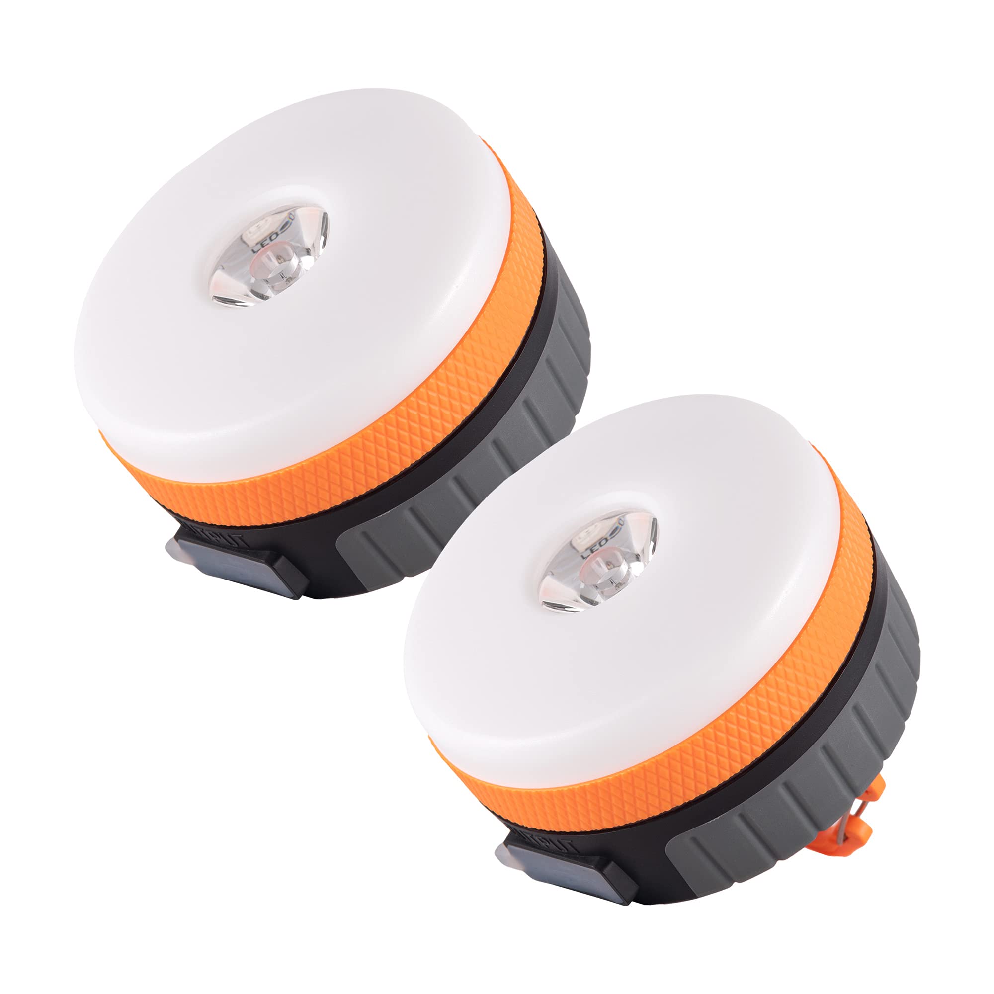 LIT-PaTH Linterna LED de camping, luz recargable con base magnética y cargador de 2200 mAh para móvil, kit de supervivencia para emergencia, huracán, apagón, naranja medio, paquete de 2