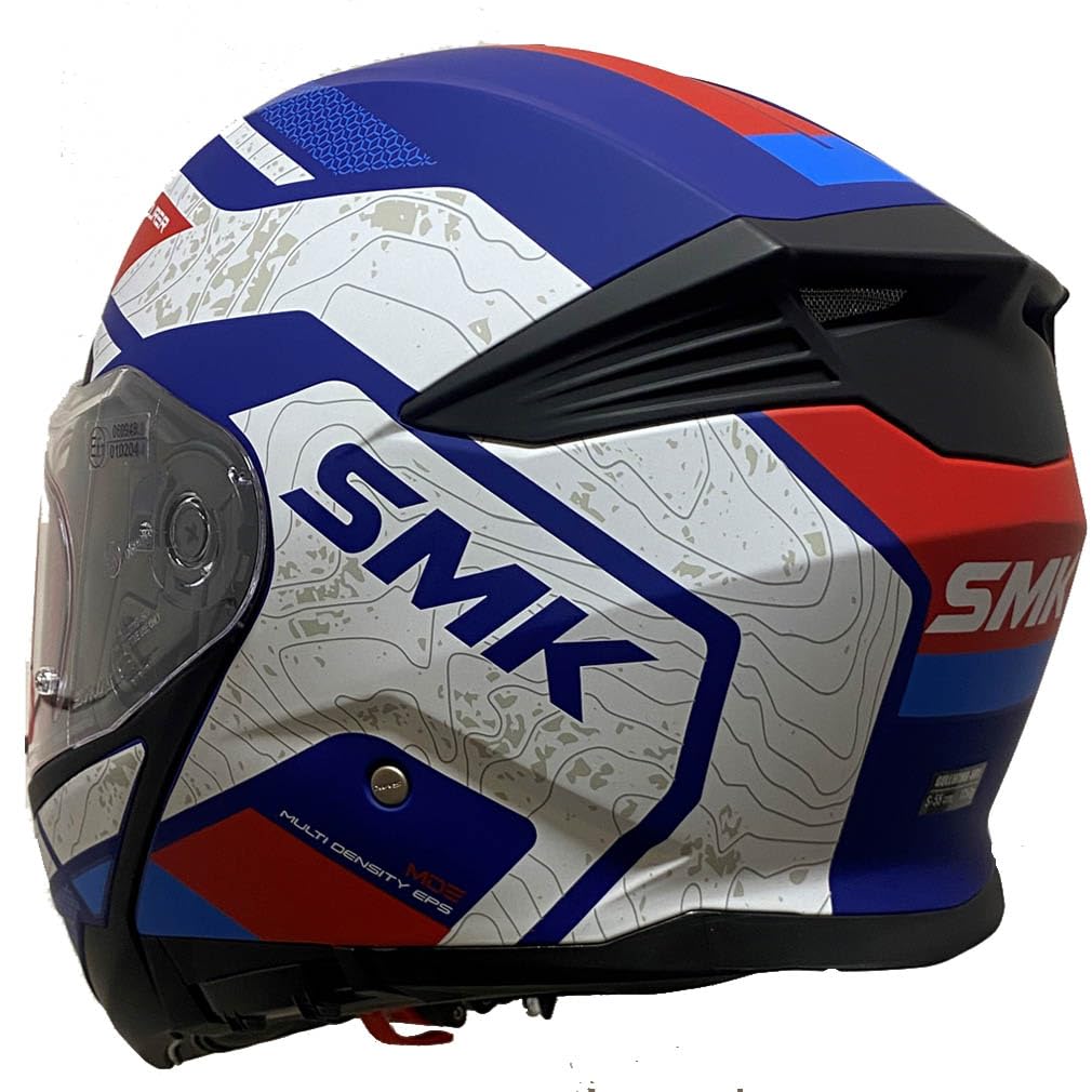 Casco de Moto Modular SMK Gullwing Navigator Abatible con Visor Solar Azul Rojo - Homologado P/J ECE 22.06 - Designed