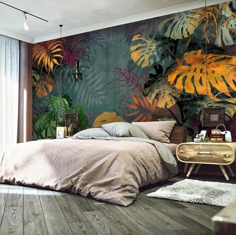Papier peint panoramique plantes tropicales XL 350x256cm mural pour salon