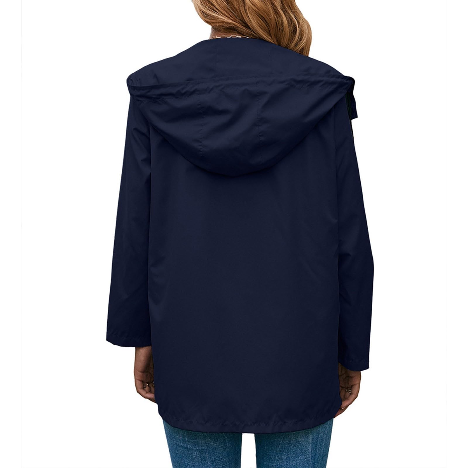 Generisch Chubasquero ligero para mujer al aire libre montañismo ropa deportiva con capucha casual senderismo impermeable chaqueta cortavientos de longitud media chaqueta abrigo chaqueta para correr