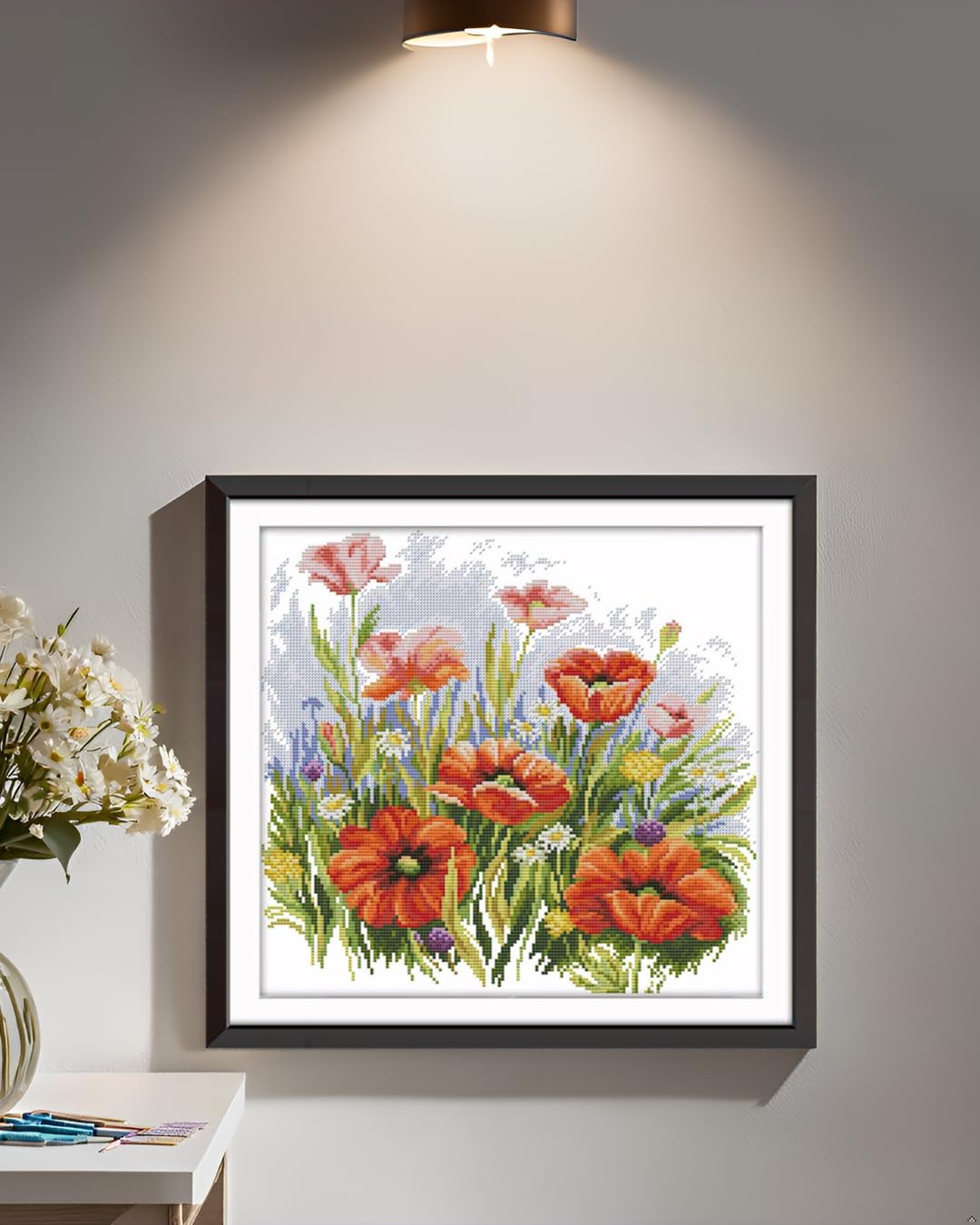 CaptainCrafts Cross Stitch Kits Flowers Counted Cross Stitch Unpreprinted Fabric DIY Art Embroidery Kits (Unpreprinted 14CT, Flower) - Image 2