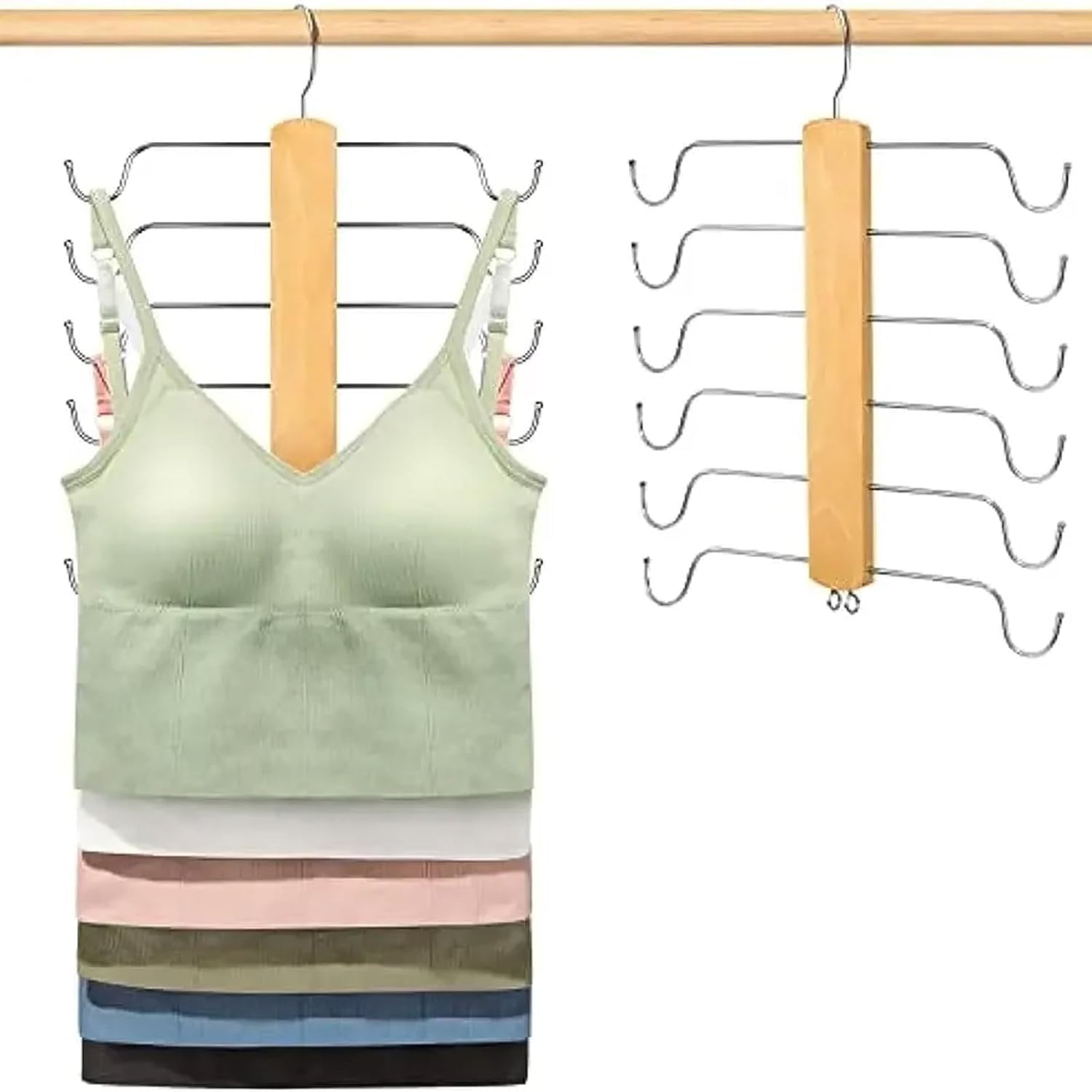 Perchas para Adultos, 4 Unidades, para Camisetas Sin Mangas, Giratorias 360°, De Madera, para Sujetadores, Lencería, Camisolas, Bufandas, Corbatas, Cinturones,4pcs
