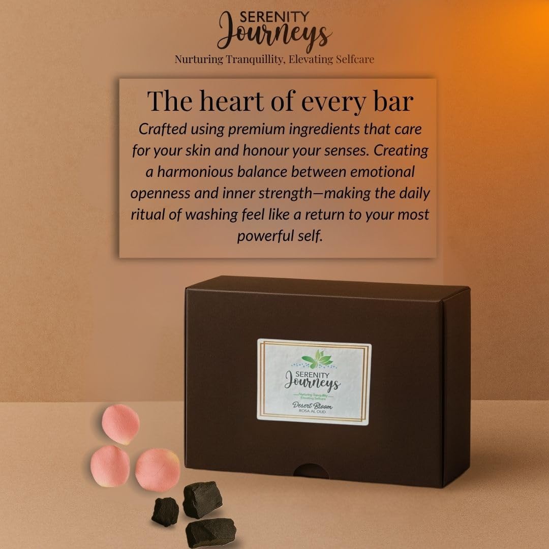 Serenity Journeys Desert Bloom Rosa Al Oud - Handmade Luxury Natural Soap Bar, Multicolour, 120 g (Pack of 1) - Image 3