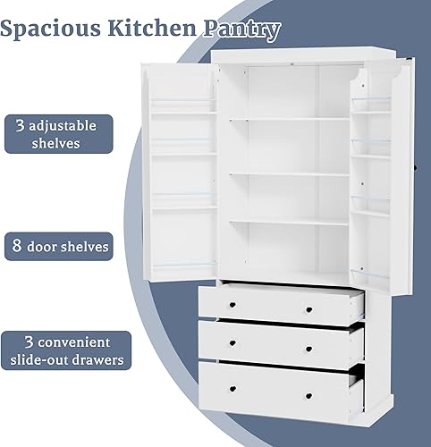 Miniatura 64 de LUMISOL Armario de despensa de cocina de granja de 67 pulgadas de alto, armario de bar de cocina con 4 puertas, 1 cajón y estantes de almacenamiento