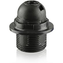 1 PCS E27 Edison Screw Lamp Holder, Black PET Pendant Socket with Shade Ring, Bulb Holder for Ceiling & Table Lamps, DIY Lighting Projects