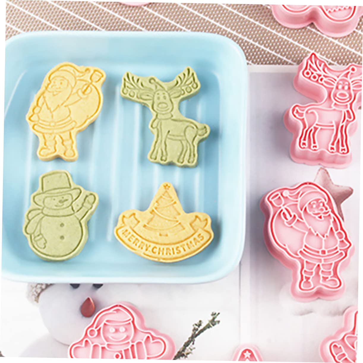 PRETYZOOM 4 Sätze Keksform Lebkuchen Keksschneider Gold Bausatz Baum Christmas-decorations Christmas Decoations Keksausstecher Aus Kunststoff Backzubehör Für Weihnachten Pp Rosa 8 Stück * 4