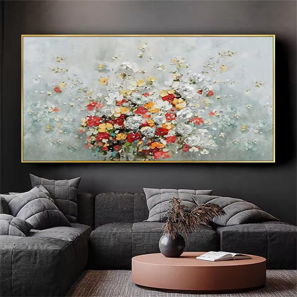Pintura abstracta de flores para salon moderno decoracion elegante de paredes mural
