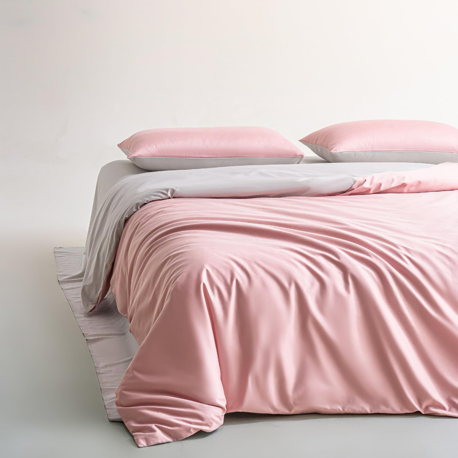 Housse de couette 220x240cm avec fermeture éclair en coton aéré rose