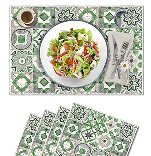 Vilber, juego de 4 manteles individuales Vinilo (30,5x45,6x0,22 cm), Antimanchas, Antideslizantes y resistentes al calor. Combinables con caminos de mesa y alfombras. KOLLAR 02