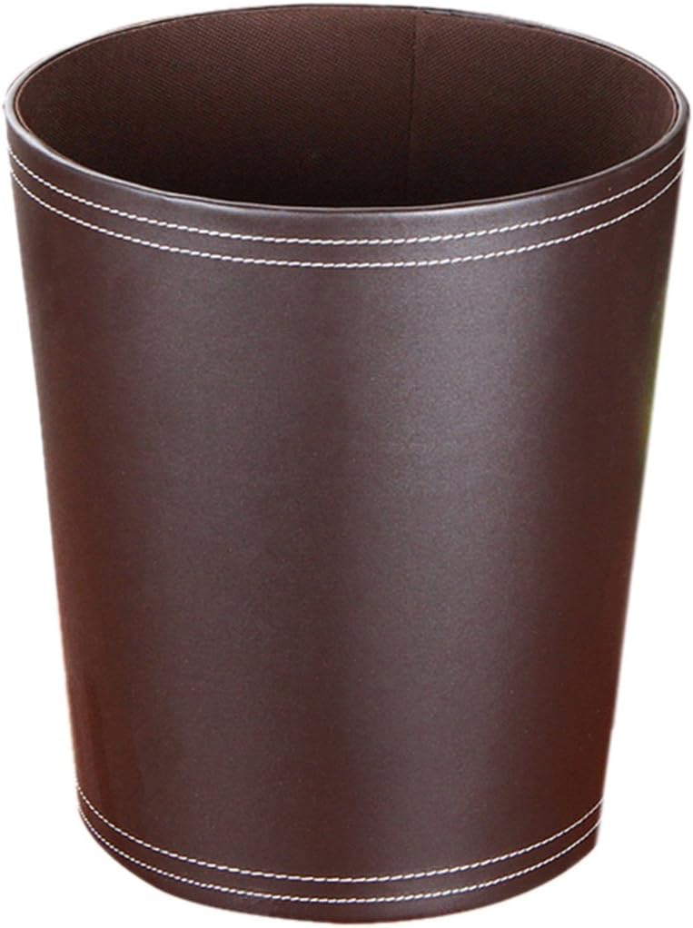 Vicoki PU Leather 7L Paper Bin Wastebasket Trash Bin Indoor Dustbin size 24.5×24.5×28cm (Coffee)