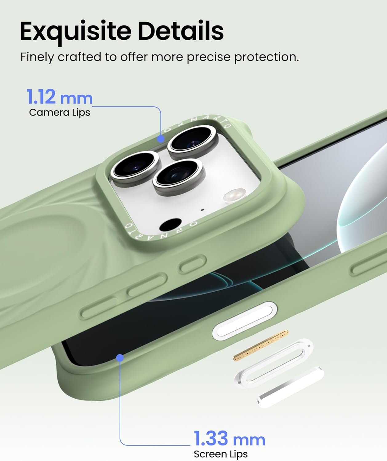 ORNARTO Vortuxe for iPhone 17 Pro Max Case 6.9" | 2X MIL-STD Protection | Camera Button Control | Compatible with MagSafe | Sleek Aesthetic Liquid Silicone Phone Cover | Matcha