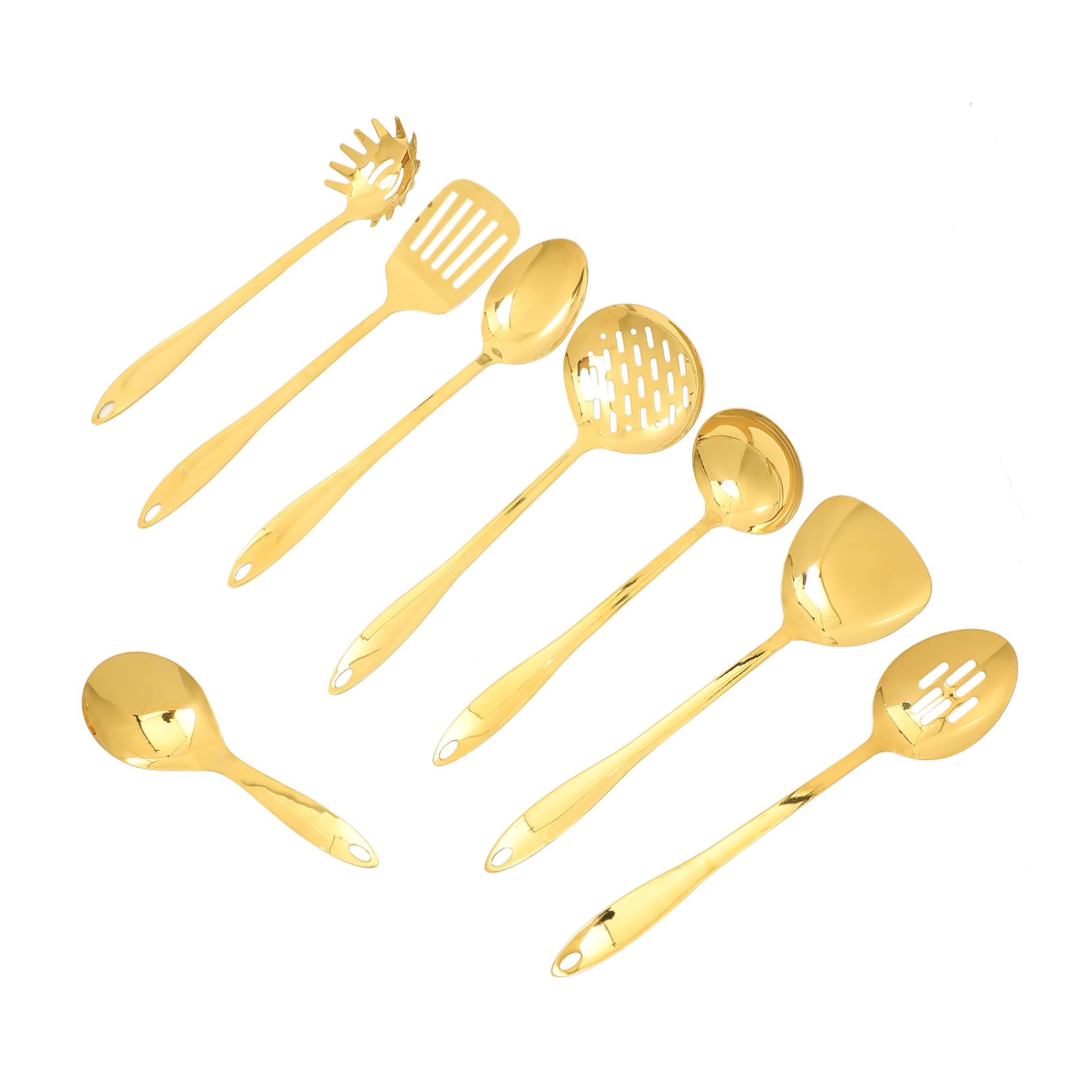 Kit D’ustensiles Cuisine 1 Set en Acier Inoxydable, Or | Pratique Trou Suspendre, Ensemble Cuisine Japonerie, Accessoires de Cuisson