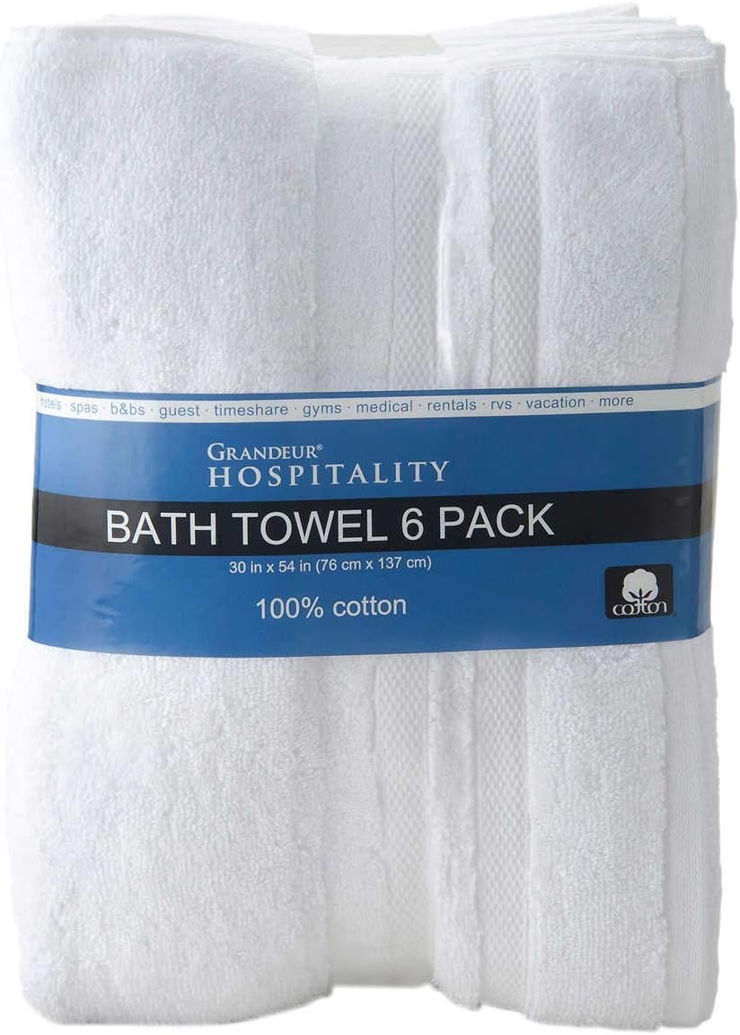Omni LinensGrandeur Hospitality Bath Towel 6 Pack 34" x 54" 100% Cotton 6 Pack