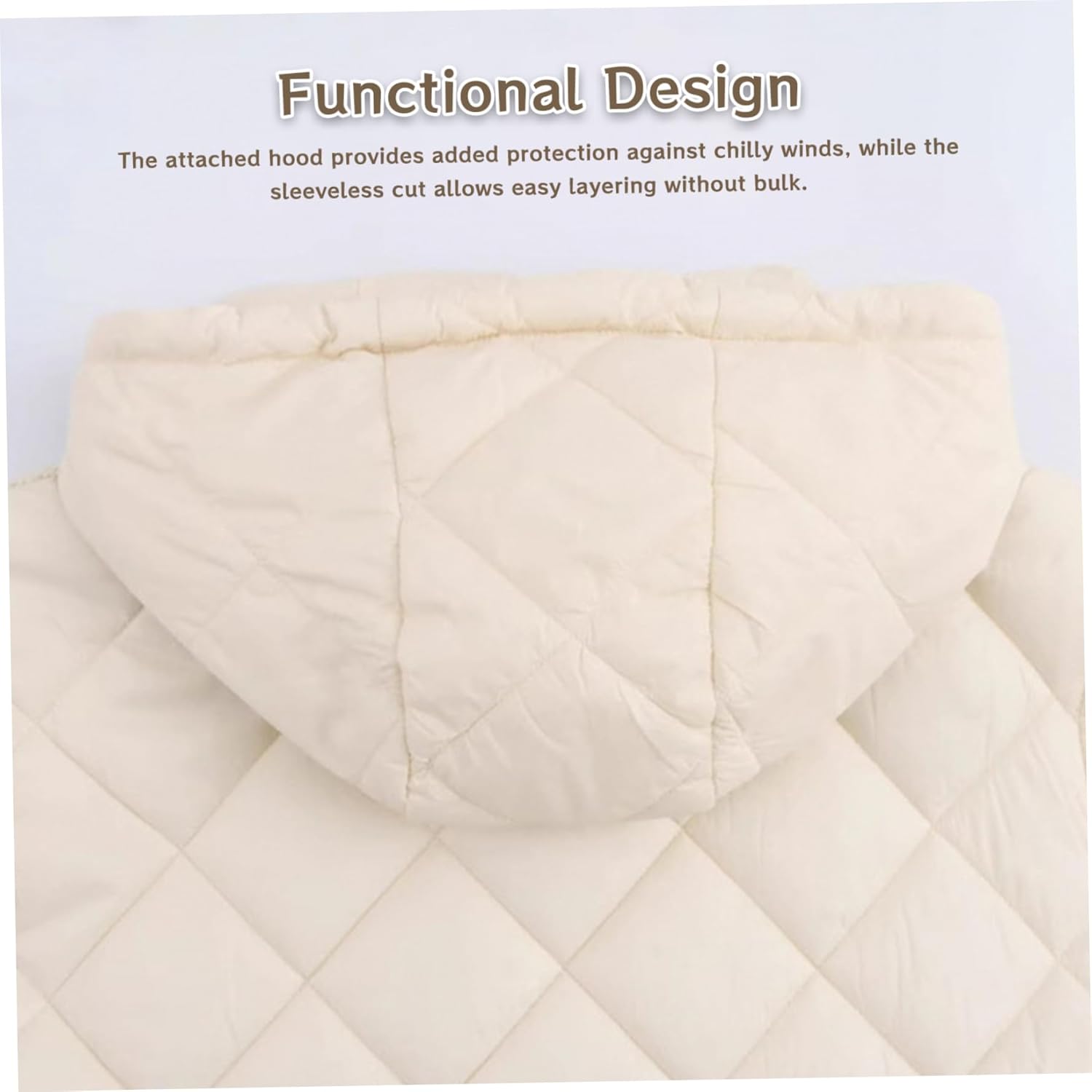 Hooded Vest Women Warm Quilted Knit Women Sweater Vest with Puffer Back Lightweight Sleeveless Jacket for Winter Cold Weather, Khaki Womens with Hood - Image 6