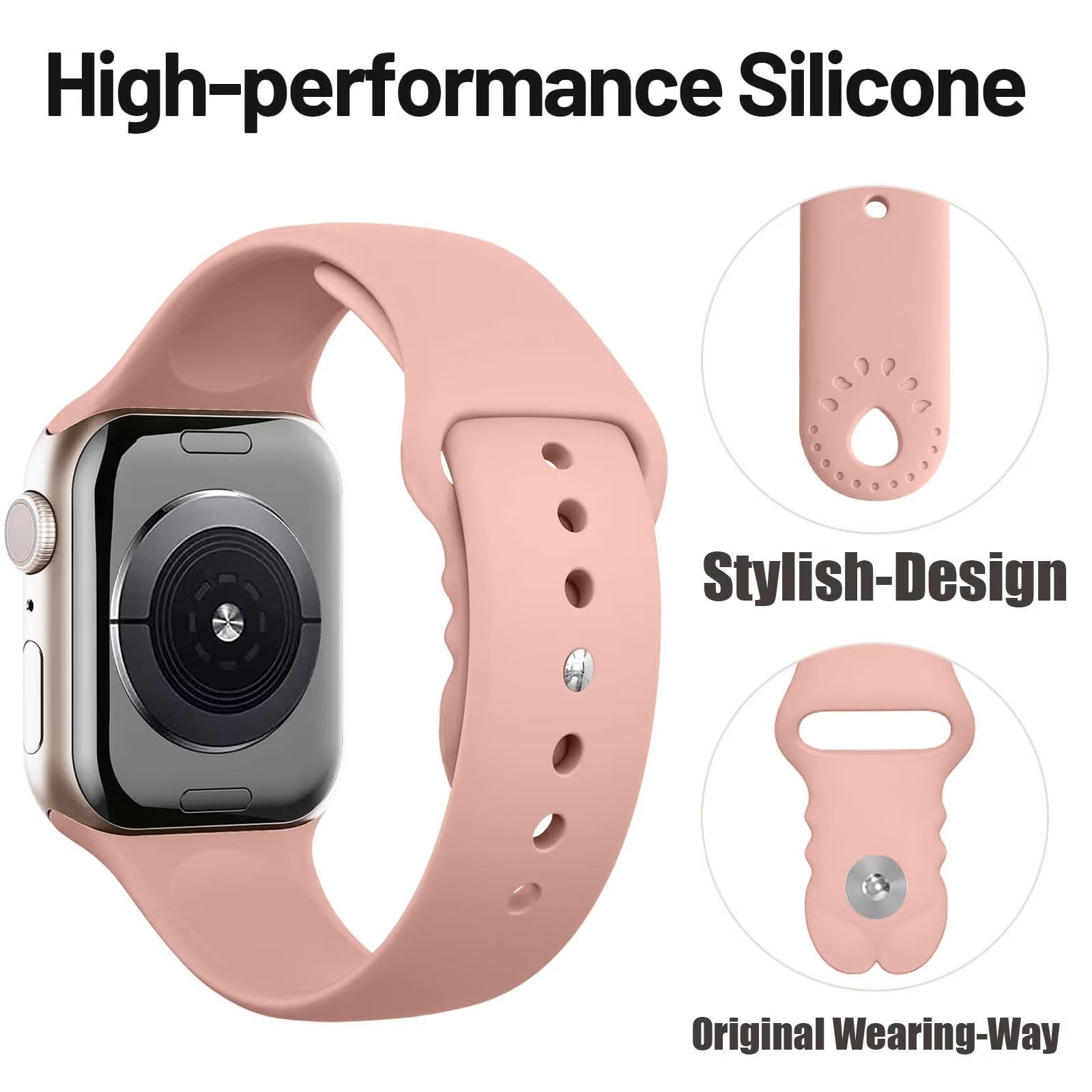 LANGXIAN Premium Silicone Compatible with Apple Watch Band 45mm 44mm 42mm 41mm 40mm 38mm, Sport Women Men Strap for iWatch Series 8 SE 7 6 5 4 3 2 1